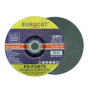 EUROCUT 180x3.0x22.2mm 7 inch DC 2 net abrasive inox stainless steel cutting grinding wheel en12413