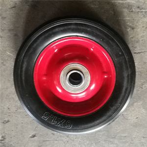 Roue en caoutchouc solide durable de <span class=keywords><strong>6</strong></span> pouces diamètre de 150mm <span class=keywords><strong>6</strong></span> "x 1.5" produit en caoutchouc de jante en acier rouge - Product Image 5