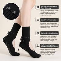 Chaussettes de yoga personnalisées avec logo, inspirées du ballet, pour femmes, avec ruban, antidérapantes, style Mary Jane, pour barre, danse et yoga