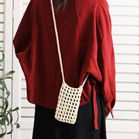 Sac à bandoulière fait main pour téléphone, sac de plage au crochet, nouveau sac fourre-tout mini en corde de coton tressée, couleur unie, style simple et tendance