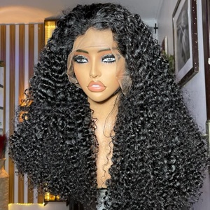 Pelucas de Cabello <span class=keywords><strong>Humano</strong></span> Remy <span class=keywords><strong>con</strong></span> Frente de Encaje Francés, Ondas Profundas, Estilo Bob, para Mujeres - Product Image 2