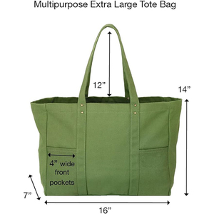 Sac fourre-tout en toile de coton personnalisé de grande taille avec 2 poches avant et une pochette pour ordinateur portable, sac à main pour enseignant - Product Image 2