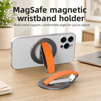 Support de téléphone magnétique flexible en alliage d'aluminium avec logo personnalisé, aimant puissant, base rotative et sangle de poignet pour bureau