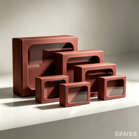 Boîte cadeau rétro rouge en carton ondulé durable avec fenêtre pour fruits, personnalisable, idéale pour Noël – Meilleures ventes