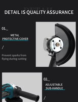 Meuleuse d'angle sans fil DGA404 125mm/100mm à batterie lithium-ion, interrupteur coulissant, machine de découpe et de polissage haute performance 18V