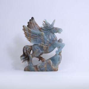 Sculpture de Pégase en <span class=keywords><strong>onyx</strong></span> bleu, figurine en pierre sculptée à la main, cheval mythique, art, décoration de la maison, cadeau - Product Image 1