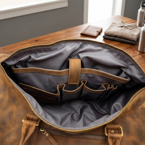 Sac pour ordinateur portable en cuir véritable unisexe WRIZA, best-seller, style vintage, sangle réglable, fermeture éclair, léger et durable, 20-35L - Product Image 6