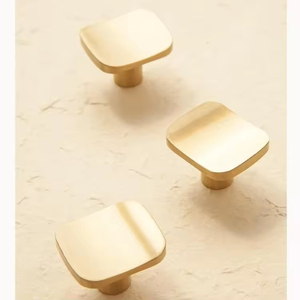 French-Style Solid Brass Single-Hole Handle Light Luxury Nordic Gold Simple Square Handle Concave Cabinets Living Room - Product Image 4