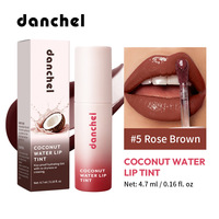 DANCHEL Teinte à lèvres hydratante effet gloss à l'eau de coco 5 teintes, longue tenue, résistante aux baisers