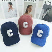 Gorro de Béisbol Acolchado de Pana Gruesa para Invierno, con Logotipo Personalizado, Parche con Letra C Vintage, Unisex, para Hombre y Mujer, Color Sólido, Estilo Polo, Formal