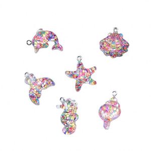 Adornos Kawaii 3D Flatback de resina, brillante cola de delfín, caballito de mar, figura de Ángel para manualidades DIY, decoración de colección de recortes - Product Image 1