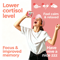Compléments de Cortisol pour Femmes Sans Sucre Ashwagandha Magnésium Folate B12 15 en 1 Gummies au Cortisol