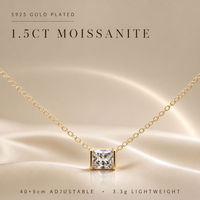 Collier pendentif rectangulaire en moissanite facettée plaqué or S925