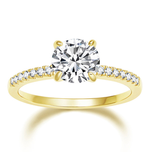 Anillos de compromiso 925 plata esterlina redonda 1.2ct 14K oro para mujeres blanco no se decolora piedra de nacimiento joyería banda de boda - Product Image 2