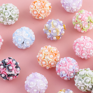 Acrylic Flower Pearl-Centered Flower Balls 20mm Beads with Straight Holes Colorful for <b>Phone</b> Chains Key Chains Bag Chains - Product Image 2