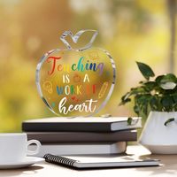 Plaque en acrylique transparente de haute qualité en forme de pomme, décoration de bureau à domicile, cadeau souvenir pour les enseignants