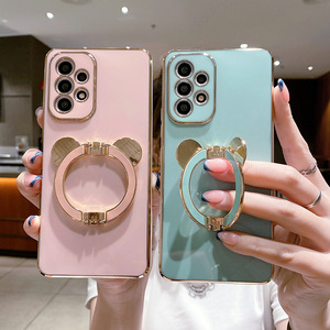 Funda de teléfono móvil con borde de cuatro lados chapado en oro para samsung note 20, carcasa <span class=keywords><strong>rosa</strong></span> con soporte de metal - Product Image 1