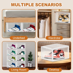 กล่องเก็บรองเท้าแบบใสพับได้พร้อมฝาแม่เหล็กภาชนะใส่รองเท้าด้านข้างแบบหยดน้ำขนาดใหญ่6แพ็ก - Product Image 6