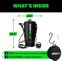 Douche solaire portable de 5 gallons/20 L, essentielle pour le camping, les festivals, les voyages en plein air, les voyages en camping-car, les voyages à la plage, douche extérieure