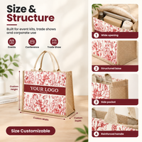 Sac fourre-tout imprimé avec base rigide, design frontal personnalisé, panneaux latéraux à texture tissée contrastante et poignées courtes