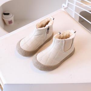 Autumn and Winter Short Boots Children's Vintage Warm Short Boots PU Children's <b>Soft</b> Sole Snow Boots - Product Image 4