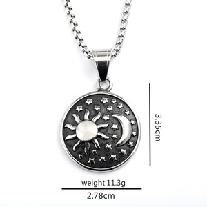 Collar con Colgante de Acero Inoxidable yunnique, Diseño Unisex de Sol, Luna y Árbol, Joyería de Moda, Regalo para Combinar con Ropa - Product Image 5