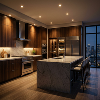 Cuisine Modulaire Certifiée CE, Écologique, Moderne et Minimaliste, Texture Bois Premium, Garantie 5 Ans pour Loft de Luxe, Prise en Charge OEM ODM