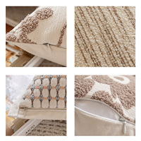 Housse de coussin jacquard tissée sur mesure 45x45cm, crème beige, motif floral neutre, décorative, carrée, pour canapé, lit, salon
