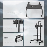Soporte Móvil con Ruedas para TV LED/LCD/OLED Plano/Curvo de 32-75 Pulgadas, Ajustable en Altura, con Soporte para Plasma