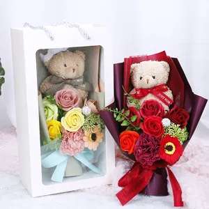 Flores de jabón Rosa artificiales perfectas para regalo de San Valentín, flores decorativas de nuevo diseño, venta al por mayor, regalo de San Valentín hecho en China