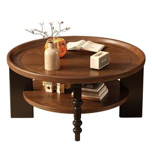 Table basse ronde en bois massif de style français NKAHS, design moderne, écologique, facile à nettoyer, meubles de salon - Product Image 5