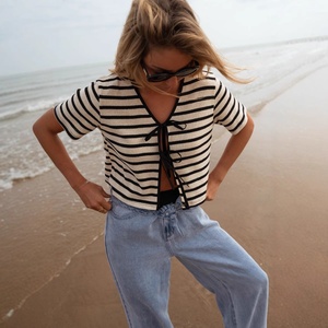 Maglione lavorato a maglia a maniche corte 2025 europeo americano in maglia <span class=keywords><strong>Cardigan</strong></span> Casual da donna per la primavera estate traspirante - Product Image 3