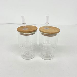 Custom LogoBulk High Borosilicate 3Oz Snow Globe Glass Tumbler Pre-Drilled Hole With <b>Bamboo</b> Lid and Straw - Product Image 3