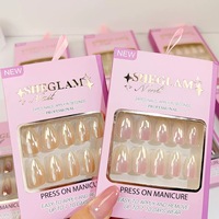 Nouvel Arrivage 24 Pièces Faux Ongles Brillants à Coller Couverture Complète en Acrylique avec Adhésifs Mini Lime Ongles Professionnels à Coller
