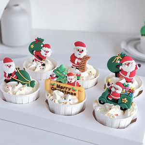 Weihnachts-Kuchenaufsatz Weihnachtsmann Xmas Cupcake-Topper Winter-Feiertagsdekoration Elch Glocke Weihnachtsbaum Kuchendekoration - Product Image 1