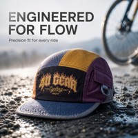 Casquette de cyclisme 5 panneaux personnalisée avec logo brodé 3D en relief doré, color block, maille respirante, séchage rapide, chapeau de sport Gorras pour streetwear