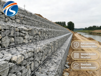 Cage en gabion pour la protection des rives, en alliage de zinc et d'aluminium antirouille, diamètre du fil de 3 à 7 mm