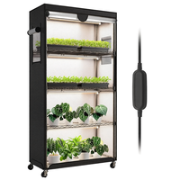 Kit de culture en serre intérieure : 4 éclairages de culture à spectre complet 24W, structure métallique portable, étagère à plantes de 59 pouces de hauteur pour semis