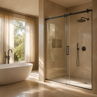 Porte de douche coulissante moderne en acier inoxydable encadrée avec verre trempé pour hôtel, villa, appartement