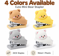 BESTLINE Agrafeuse Mini en Plastique Ours Mignon 500 Agrafes Kawaii Fournitures de Bureau Scolaires Cadeau Enfants OEM Logo Personnalisé Vente en Gros