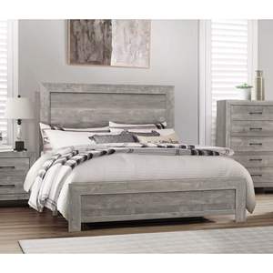 Lit à panneaux en bois gris rustique Db, taille double, avec matelas en boîte, meubles de chambre à coucher, décoration intérieure - Product Image 4