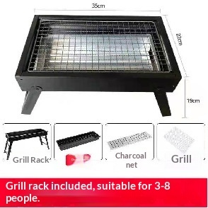 Réchaud à charbon de bois pliable portable épaissi sans fumée pour le camping en plein air, barbecue domestique, barbecue, étagère de barbecue - Product Image 6