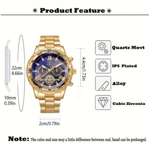 Montre Hip Hop pour <span class=keywords><strong>Homme</strong></span> avec Ensemble de Bijoux, Montre de Luxe pour <span class=keywords><strong>Homme</strong></span>, Collier Cubain, Bracelet, Cadeau, Usage Quotidien - Product Image 4