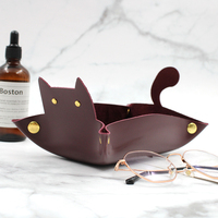 YY Stock PU cuir mignon chat plateau pliable ménage plateau de rangement pour clé pièce changement téléphone portefeuille