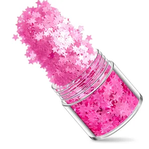 Hot sale new neon peach 3mm cosmetic star sequins nail art fluorescent star glitter 12 color set