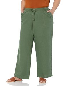 Pantalon large en lin et coton pour femme, décontracté, avec cordon de serrage et taille élastique, idéal pour l'été, vente en gros, personnalisation OEM - Product Image 1