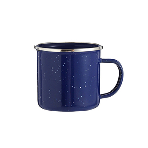 Taza de Café y Té de Metal Vintage Barata al por Mayor, Taza de Viaje Esmaltada Negra con Borde Plateado, Personalizada con Logotipo, para Regalo o Camping - Product Image 4