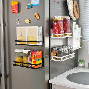 Portaspezie magnetico in metallo ad adsorbimento forte per frigorifero salvaspazio Organizer scaffale per cucina <span class=keywords><strong>nero</strong></span> - Product Image 2