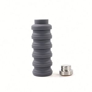 Bouteille d'eau en silicone portable, pliable, anti-fuite, pour le sport et les voyages en plein air, avec couvercle, vente en gros - Product Image 2