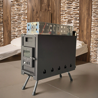 Kompor Sauna Stainless Steel Warmfire untuk Pemanas Uap & Kayu Bakar dengan Jendela Transom dan Pipa Cerobong Asap Panjang